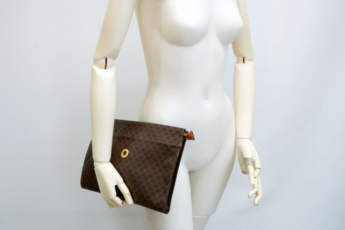 Celine Macadam Pattern Drawstring Clutch Bag Vint… - image 2