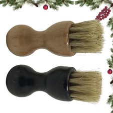 2 Pcs Wooden Bristle Shoe Cleaning Brushes Portable Tool for Shoe Polishing