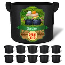 Paquete de 10 bolsas de cultivo Gardzen de 5 galones, aireación espesa de 300 g de 5 galones, negras