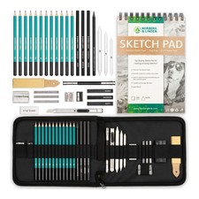 Xl Drawing Set Sketching Graphite And Charcoal Pencils. Includes 100 Page Drawin