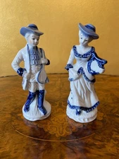 Vintage Man & Women Holding Musical Instruments