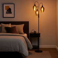 Stehleuchte Schlafzimmerlampe Stehlampe Retro Beistelllampe Glas Led H 165 Cm