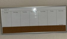 U Brands Magnetic Weekly Dry Erase Whiteboard Calendar Cork Strip 18x7