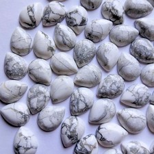 AAA Natural Howlite Cabochon Pear Shape Loose Gemstone