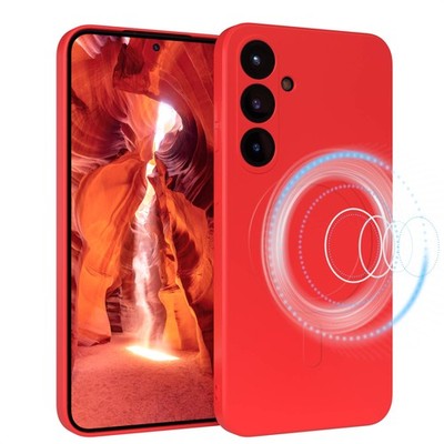 Silikonhülle magnetisch für Samsung Galaxy S25 Plus Magnet TPU Bumper in Rot