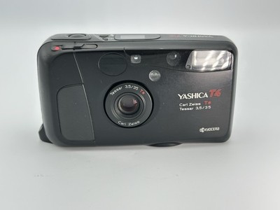 Yashica T4 Kyocera Film Camera w/ Carl Zeiss f/3.5 Lens - TESTED! Clean, Black