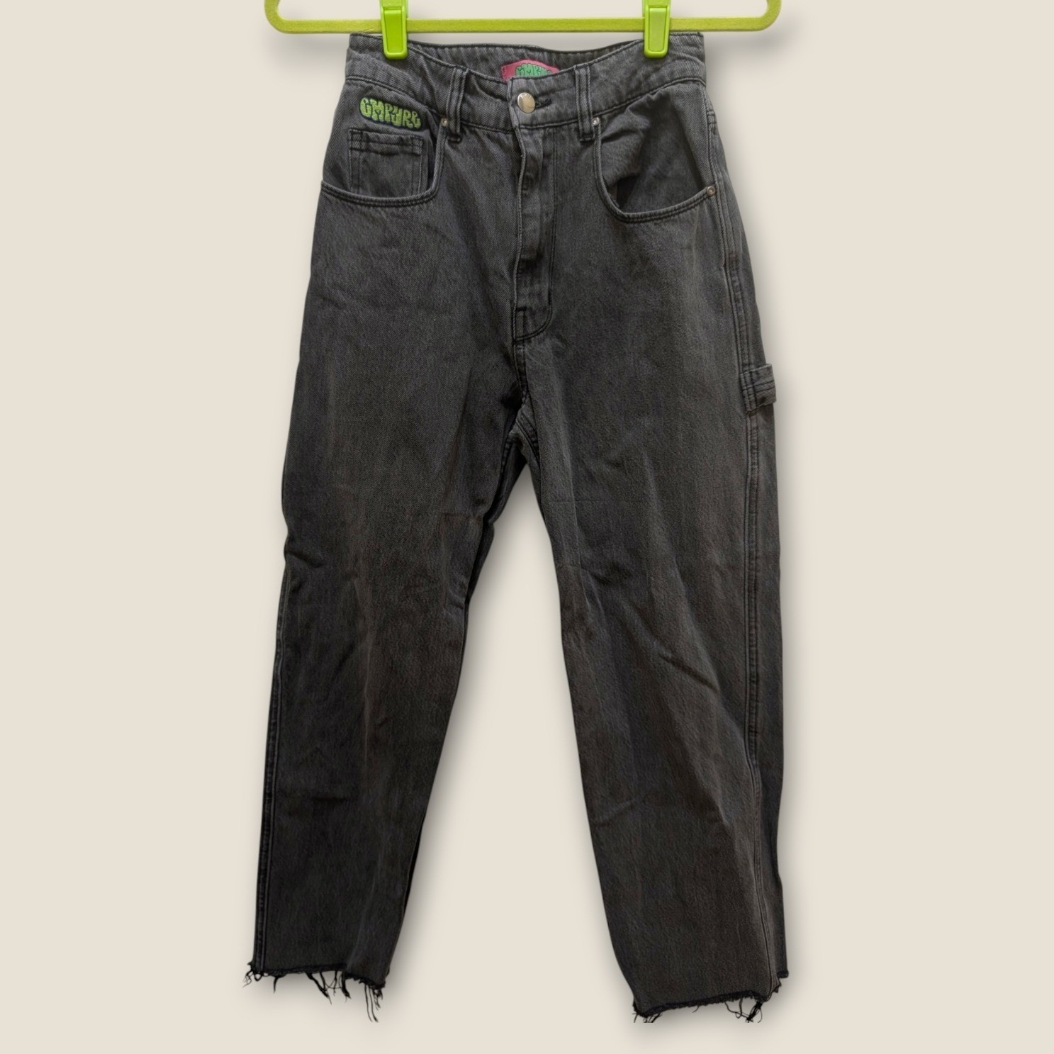Empyre Tori High Rise Carpenter Jeans Faded Black Raw Hem Size 0 Skate ...