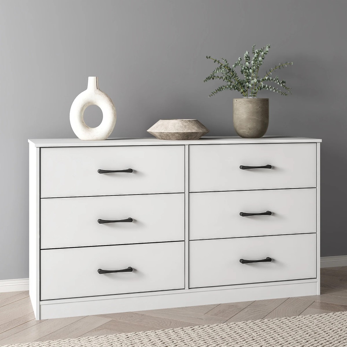 6 Drawer Dresser Spacious Classic Design Chest Bedroom Storage Metal Glides  | eBay