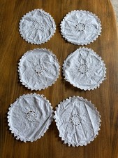 Bundle Set 6 Vintage Crochet Lace Doilies Coasters White Cotton 8” Wedding Party