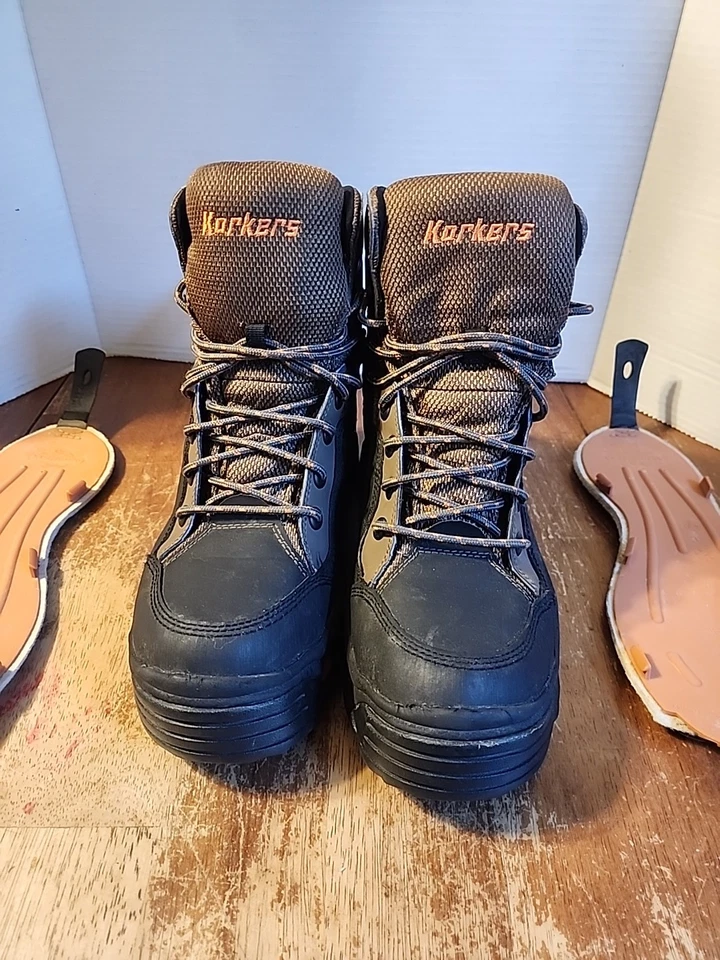 Botas de vadeo Korkers Buckskin con dos juegos bloqueo de tacón vadeo usadas en excelente estado para hombre talla 9 Foto 2 de 4