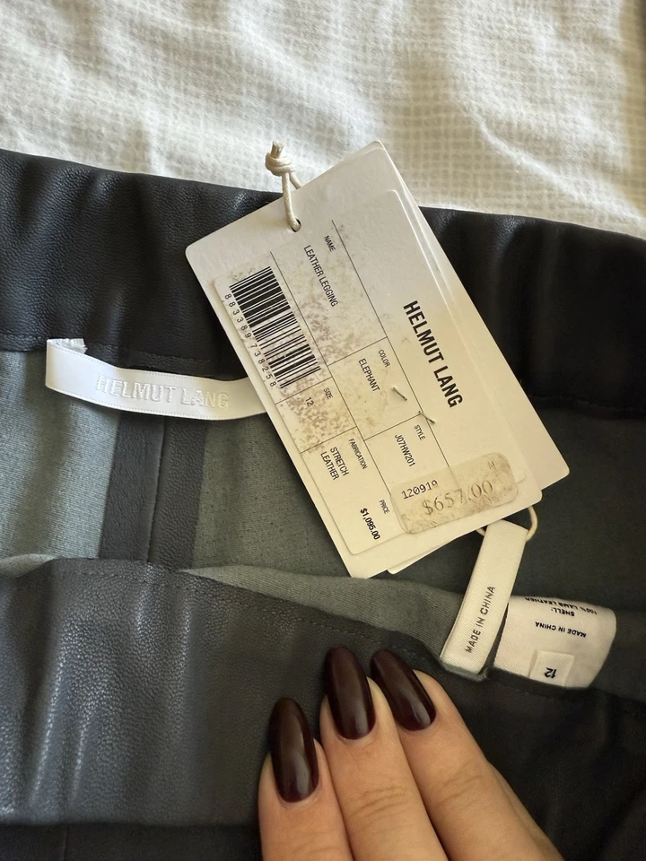 Pantalones ajustados de cuero de cordero Helmut Lang para mujer, talla 12 Foto 2 de 4