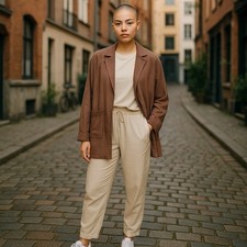 Women Long Sleeves Open Front Pocket Blazer