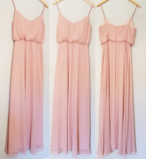 Birdy Grey Gwennie Dress Chiffon Blush Pink Bridesmaid Maxi Size M Wedding Party