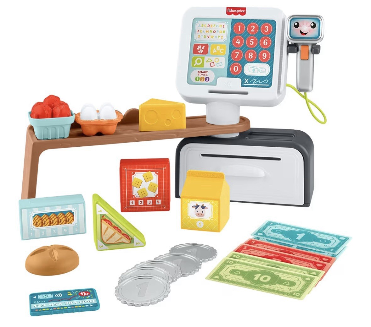 как выглядит Fisher-Price Laugh Learn Count Shop Cash Register Play Store with 20 Pieces фото