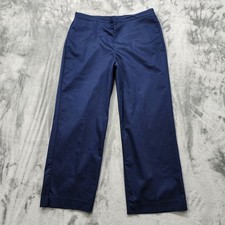 Vintage Alfred Dunner Pants Womens 14 PETITE Blue Pull On High Rise Tapered Leg