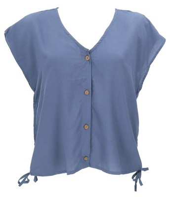Luftiges Boho Blusentop, Basic Sommertop mit raffiniertem Rückenausschnitt - t