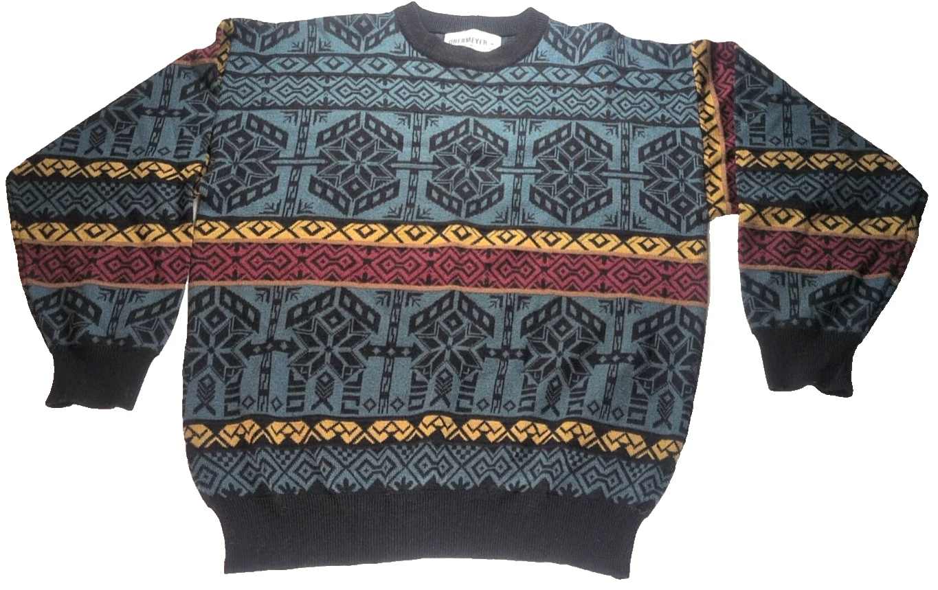 Vintage Nordic Obermeyer Alpine Sweater Juneau Wool Blend Ski Lodge Men's Large
