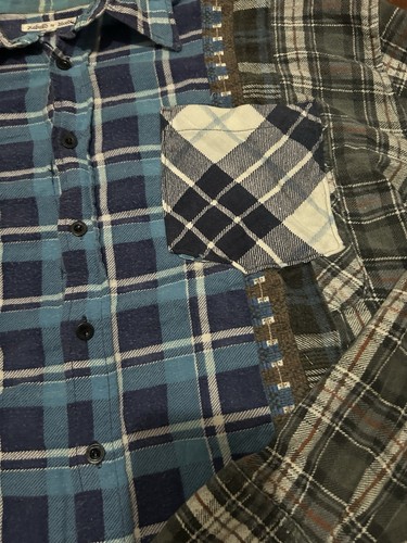 Rebuild by NEEDLES Mens Size Large Japan Made Flannel Button Up Shirt 7 Cuts - Picture 3 of 8