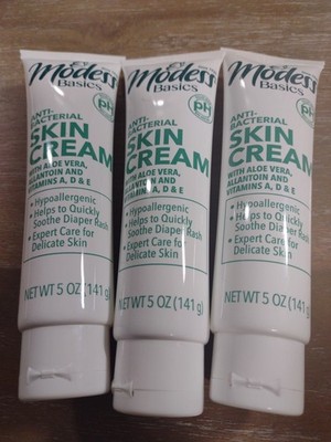 Modess Basics Anti-Bacterial Skin Cream Hypoallergenic/Aloe Vitamin A D & E 2 Pk