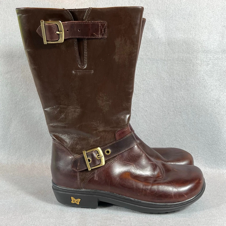 Botas Alegria by PG Lite de cuero marrón a media pantorrilla para mujer 11W Foto 4 de 4