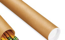 S-5816 Kraft Mailing Tubes with End Caps - 1 1/2 x 36", .060" thick