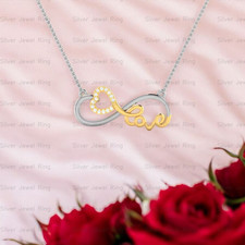 Infinity Love Heart Pendant Necklace Silver Gold Plated Jewelry Birthday Gift