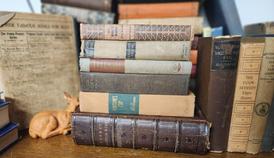 Vintage Hardcover Books, Brown Tan Neutral Grey , Rustic Staging Decor, Lot of 5