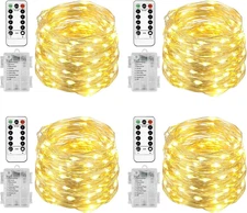 Homemory 4 Pack 20 Ft 60 LED Fairy Lights Battery Operated Christmas Lights with
