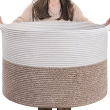 XXXLarge Woven Rope Blanket Basket Living Room Brown, 90L 21.7" x 13.8"