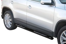 Schwellerrohre oval mit Tritt SCHWARZ für VW VOLKSWAGEN Tiguan 5N V2A mit TÜV