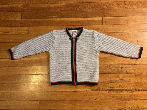 VINTAGE St. Peter Trachten Christmas Sweater Jacket Boy’s 5/6 Grey 80s - Picture 2 of 10