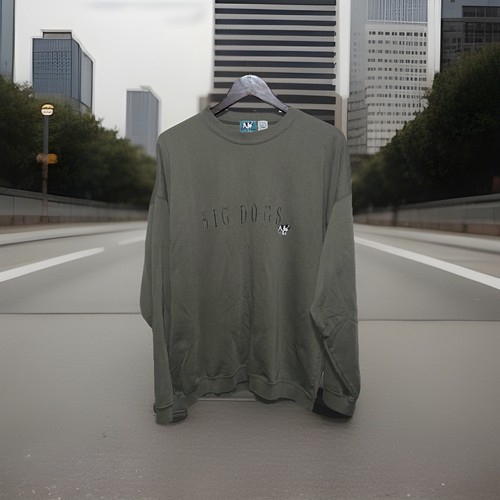 Vintage Big Dogs Embroidered Spellout Sweatshirt Adult XL Green Crewneck Comfy - Picture 2 of 9