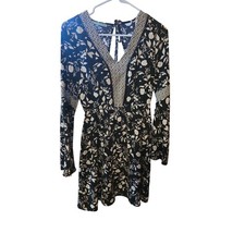 Maurices Midi Dress XS Womens Long Sleeve V Neck Flare Sleeve Multicolor Boho