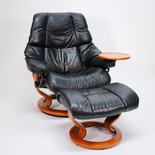 Ekornes Stressless Reno (L) mit Hocker & Swingtisch schwarz Leder Relax Top!