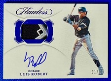 Luis Robert 2019 Panini Flawless Sapphire, Rookie Patch Auto Autograph /15 - RPA