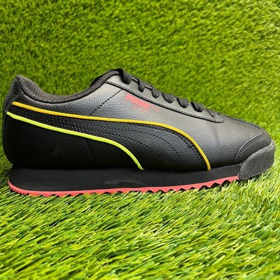 Puma Roma Lava Girls Size 6Y Black Yellow Pink Athletic Leather Shoes Sneakers