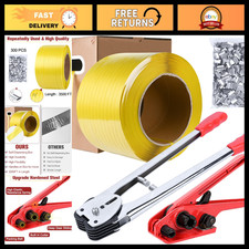 Heavy Duty Yellow Strapping Kit with Tensioner Tool, 1/2"x3500FT Polypropylene