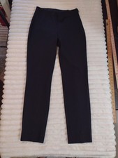 Quince Ultra Stretch Ponte Pintuck Ankle Pant Women M Black Side Zip Elastic Wai