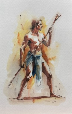 Original Watercolor Painting Male  Portrait Book Page Size (5.5 × 8.5 inches)