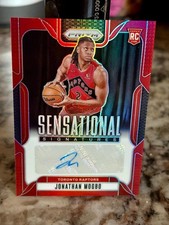 2024-25 Panini Prizm Jonathan Mogbo Red RC Auto /99 Toronto Raptors