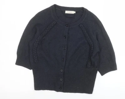Jackpot Damen Strickjacke schwarz Angora Mischung Rundhalsausschnitt 3/4 Ärmel M - Bild 1 von 4