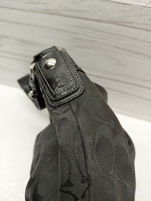 COACH Soho Signature Black Jacquard Hobo Pleated Shoulder Hand Bag