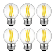 Non-Dimmable 60W g16.5 Edison Bulb - E26 2700K 6W Equal 60 Watt Warm White Li...