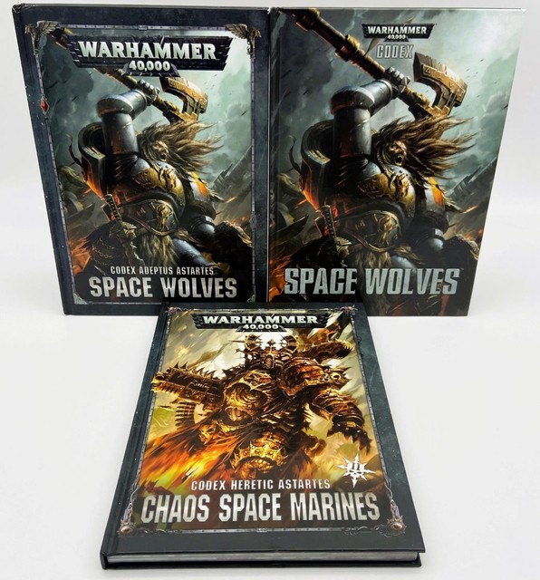 Warhammer 40K Lot of 3 Codex Astartes: Space Marines & Wolves Hardcover Books