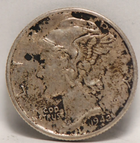 USA, 1942-P Mercury Dime, silver, EF, NR, 4-5
