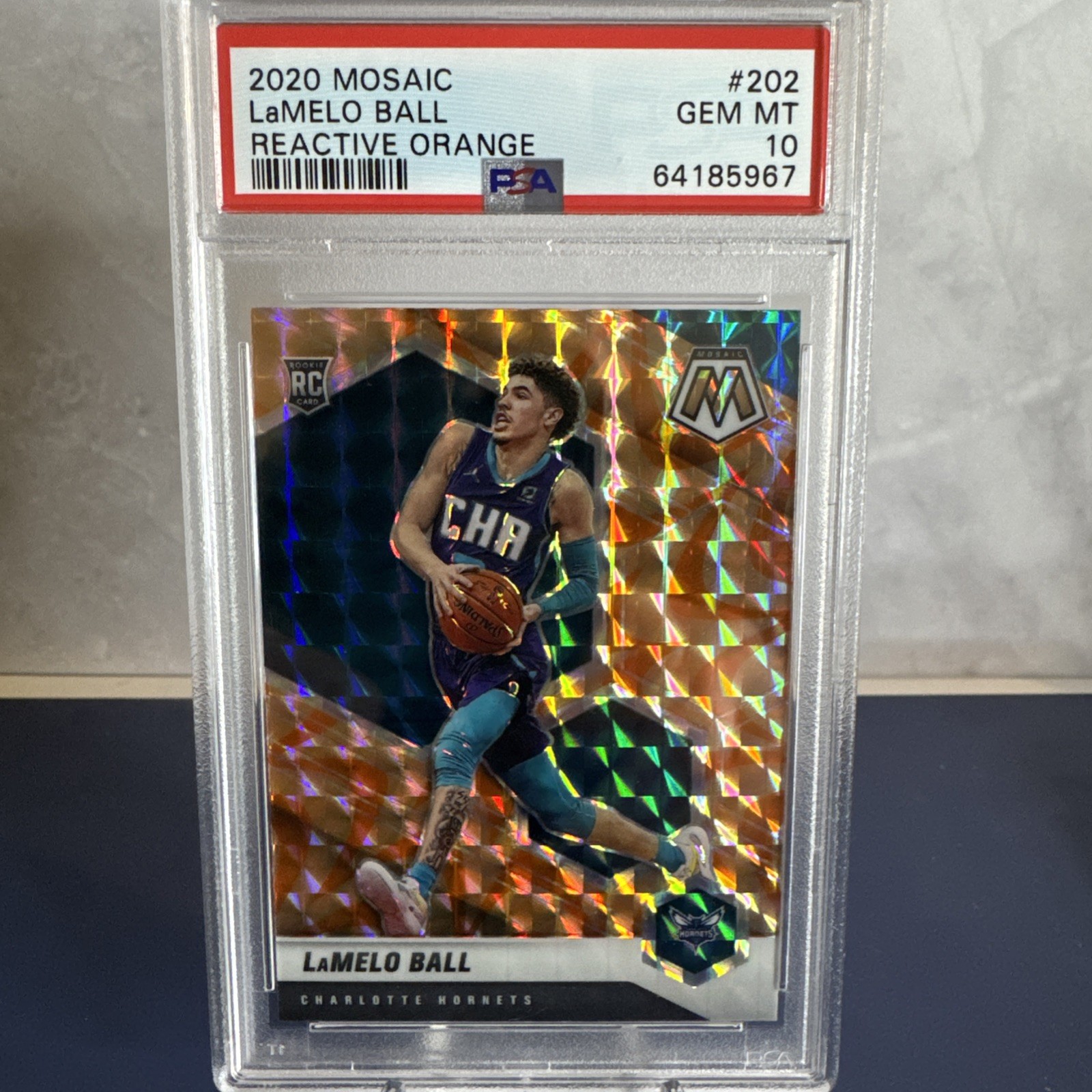 2020-21 Panini Mosaic LaMelo Ball Reactive Orange Rookie RC #202 PSA 10 Gem Mint