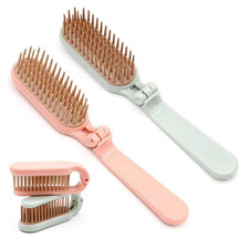 2Pcs Folding Hair Brush Hair Comb Portable Mini Massage Hair Brush Anti-Static A
