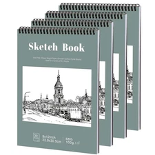 4-Pack 9x12 Sketch Books - Acid-Free Spiral Bound Drawing Pads, 30 Sheets Each