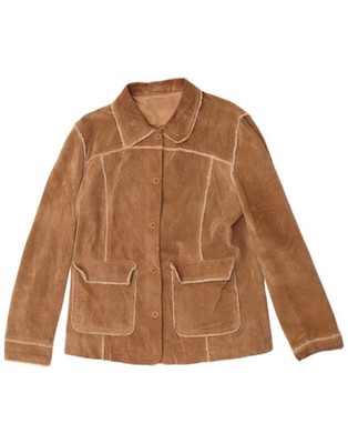 Conbipel Womens Suede Jacket IT 46 Large Brown Leather BS25