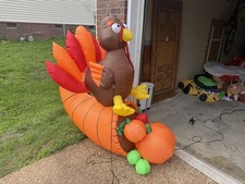 5 Ft Thanksgiving LED Light Inflatable Turkey on Cornucopia